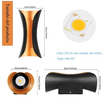 Foto 4 | Foto 4 | Lámpara De Pared Xtellar Exterior Impermeable Led Integrada Minimalista Dorado