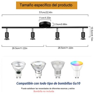 Foto 3 | Foto 3 | Lámpara Xtellar De Techo Con Cabezales Ajustables 270°/90° Gu10 – Negro Mate