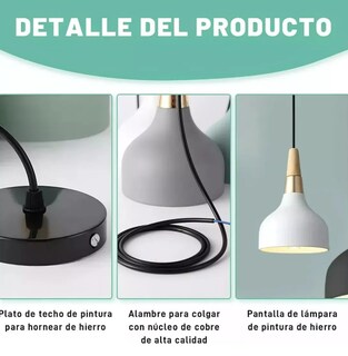 Foto 4 | Foto 4 | Lámpara Colgante Xtellar Moderna Vintage De Hierro Y Madera Blanco