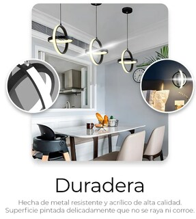 Foto 4 | Foto 4 | Lámpara Colgante Xtellar Led Tipo Anillo Con 3 Tonos Regulables Y Altura Ajustable – Negro