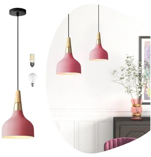 Foto 3 | Foto 3 | Lámpara Colgante Xtellar Moderna De Techo En Hierro Y Madera Rosa