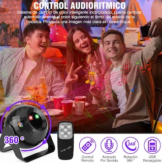 Foto 2 | Foto 2 | Proyector Láser Xtellar Audiorítmico 360° Con Control Remoto Y Luces Led – Negro
