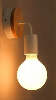 Foto 3 | Foto 3 | Lámpara Pared Xtellar Minimalista Nórdico De Hierro Y Madera Con Base E27 60w – Blanco