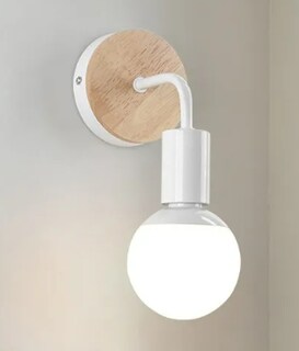 Foto 4 | Foto 4 | Lámpara Pared Xtellar Minimalista Nórdico De Hierro Y Madera Con Base E27 60w – Blanco