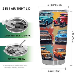 Foto 2 | Foto 2 | Taza De Café Tumbler Oasisdream De 600 Ml Con Estampado De Coche 18/8 Ss - Venta Internacional.