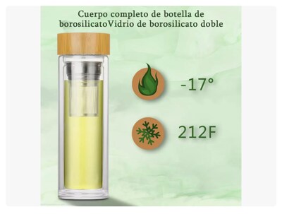 Foto 3 | Foto 3 | Termo Infusor Te De Vidrio Xtellar Con Tapa Bambú Infusores 450ml