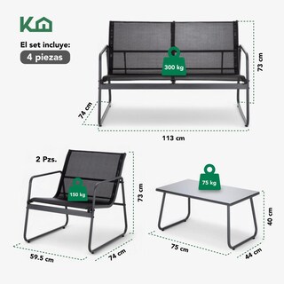 Foto 4 | Foto 4 | Sala Exterior Juego Para Jardín Exterior Silver Textilene