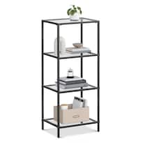 Vasagle Estantería Delgada De 4 Niveles Vidrio Templado Y Marco De Acero