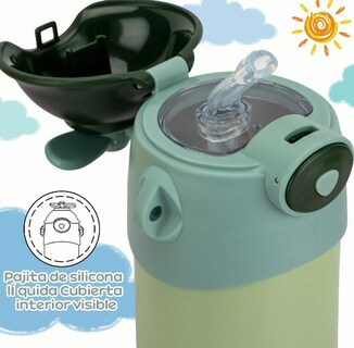 Foto 4 | Foto 4 | Taza Termo Xtellar Infantil 500ml Con Popote De Silicona Y Correa Ajustable Antifugas Verde