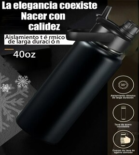 Foto 4 | Foto 4 | Termo Xtellar 40oz Doble Boca Para Beber Antifugas Con Asa Y Cepillo Incluido Negro