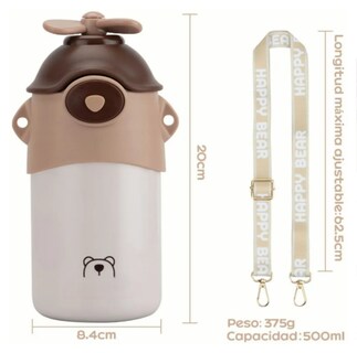 Foto 2 | Foto 2 | Taza Termo Xtellar Infantil 500ml Con Popote De Silicona Y Correa Ajustable Antifugas Blanco