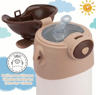 Foto 3 | Foto 3 | Taza Termo Xtellar Infantil 500ml Con Popote De Silicona Y Correa Ajustable Antifugas Blanco