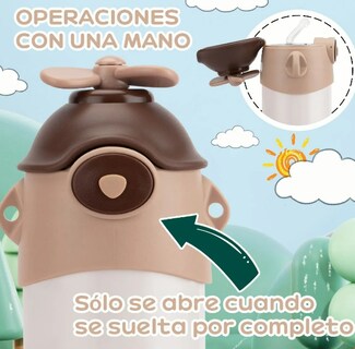 Foto 4 | Foto 4 | Taza Termo Xtellar Infantil 500ml Con Popote De Silicona Y Correa Ajustable Antifugas Blanco