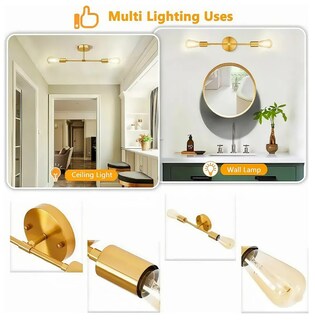 Foto 4 | Foto 4 | Lámpara Xtellar Para Baño De Pared O Techo 2 Luces E26 En Acabado Dorado
