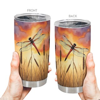 Foto 3 | Foto 3 | Vaso Oasisdream De Acero Inoxidable De 600 Ml Con Estampado De Libélulas - Venta Internacional.