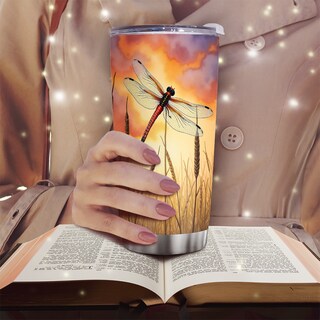 Foto 6 | Foto 6 | Vaso Oasisdream De Acero Inoxidable De 600 Ml Con Estampado De Libélulas - Venta Internacional.