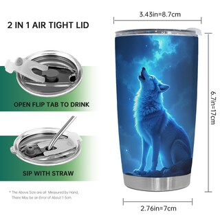 Foto 2 | Foto 2 | Taza De Café Tumbler Oasisdream De 600 Ml Con Estampado De Lobos Acero Inoxidable 18/8 - Venta Internacional.