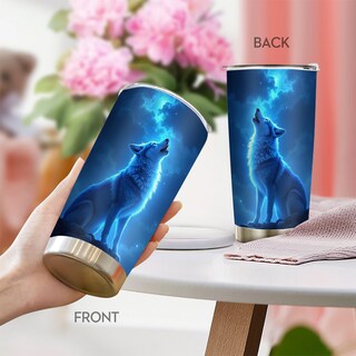 Foto 3 | Foto 3 | Taza De Café Tumbler Oasisdream De 600 Ml Con Estampado De Lobos Acero Inoxidable 18/8 - Venta Internacional.