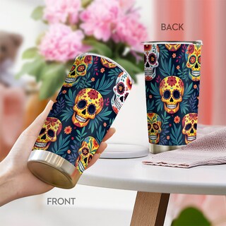 Foto 5 | Foto 5 | Taza De Café Tumbler Oasisdream De 600 Ml Con Estampado De Calaveras Acero Inoxidable 18/8 - Venta Internacional.