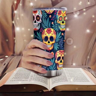 Foto 6 | Foto 6 | Taza De Café Tumbler Oasisdream De 600 Ml Con Estampado De Calaveras Acero Inoxidable 18/8 - Venta Internacional.