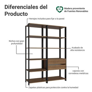 Foto 4 | Foto 4 | Closet Valencia Madesa 2 Cajones 129cm Color Marrón/negro