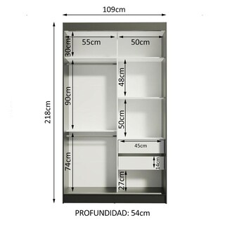 Foto 4 | Foto 4 | Ropero Closet Madesa Tokio 2 Puertas 1 Espejo Nm 3