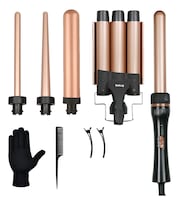 Rizadora BELUG De Cabello Profesional Plancha Dorada Negra 5 En 1