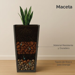 Foto 2 | Foto 2 | Maceta Cuadrada Alta Elly Decor Melisa 28 X 61 Cm Negro Carbón