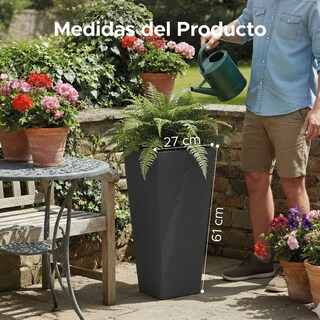 Foto 3 | Foto 3 | Maceta Cuadrada Alta Elly Decor Melisa 28 X 61 Cm Negro Carbón