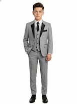 Traje Smoking Peppermint Gris Claro Formal 5 Pzas. Slim Fit