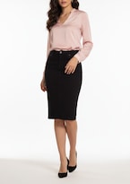 Falda Larga Lapiz De Mezclilla Denim Stretch Cintura Alta Para Mujer Casual O Formal Pj Negro