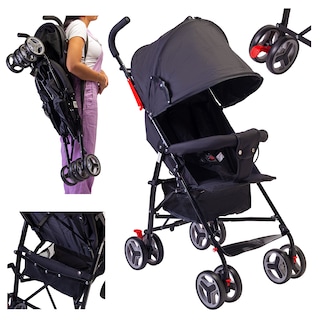 Foto 1 | Foto 1 | Carriola De Bastón Reclinable Starkids Andrómeda Plegable Negro/negro