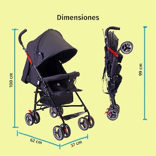 Foto 2 | Foto 2 | Carriola De Bastón Reclinable Starkids Andrómeda Plegable Negro/negro