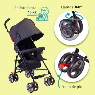 Foto 5 | Foto 5 | Carriola De Bastón Reclinable Starkids Andrómeda Plegable Negro/negro