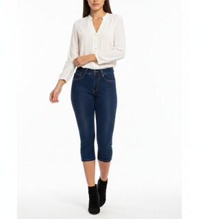 Foto 1 | Foto 1 | Pantalon Skinny Estilo Capri De Mezclilla Denim Stretch A La Cintura Para Mujer A.marino Pj