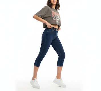 Foto 4 | Foto 4 | Pantalon Skinny Estilo Capri De Mezclilla Denim Stretch A La Cintura Para Mujer A.marino Pj