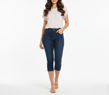 Foto 2 | Foto 2 | Pantalon Skinny Estilo Capri De Mezclilla Denim Stretch A La Cintura Para Mujer A.marino Pj
