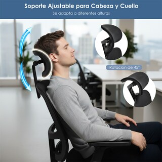 Foto 3 | Foto 3 | Silla Ergonómica De Escritorio Con Soporte Lumbar Y Cabeza Mu:4life Negro