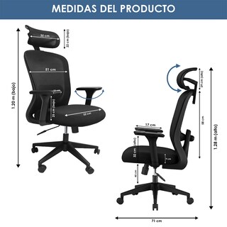 Foto 8 | Foto 8 | Silla Ergonómica De Escritorio Con Soporte Lumbar Y Cabeza Mu:4life Negro