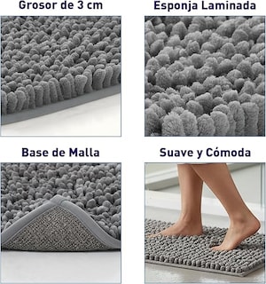 Foto 2 | Foto 2 | Tapete De Chenille Para Baño 40 X 60 Cm Color Gris Bluelander
