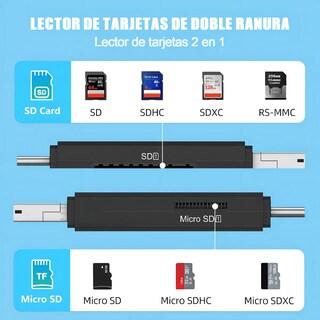 Foto 2 | Foto 2 | Lector Lab.g De Tarjetas Adaptador Micro 5 En 1 Negro