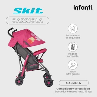 Foto 3 | Foto 3 | Carriola De Baston Infanti Skit Pink Safari Rosa Plegable Resistente Ligera
