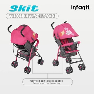 Foto 5 | Foto 5 | Carriola De Baston Infanti Skit Pink Safari Rosa Plegable Resistente Ligera