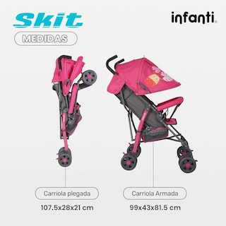 Foto 7 | Foto 7 | Carriola De Baston Infanti Skit Pink Safari Rosa Plegable Resistente Ligera