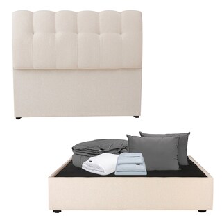 Foto 1 | Foto 1 | Cabecera Dicasa Nube Crema Queen Size + Base Cama + Almohada 2pack + Protector Cloud + Sábanas Softy + Edredón Homy