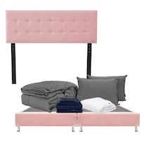 Cabecera Bilbao Dicasa Pink King Size + Box Dicasa + Almohada 2pack + Protector Cloud + Sábanas Softy + Edredón Homy