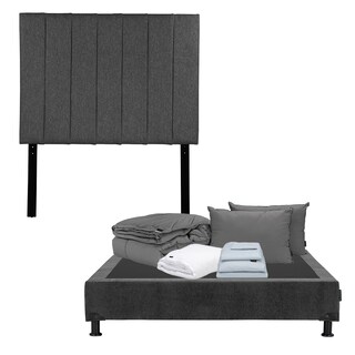 Foto 1 | Foto 1 | Cabecera Dicasa Argos Gris Carbón Queen Size + Box Dicasa +almohada 2pack + Protector Cloud + Sábanas Softy +edredón Homy