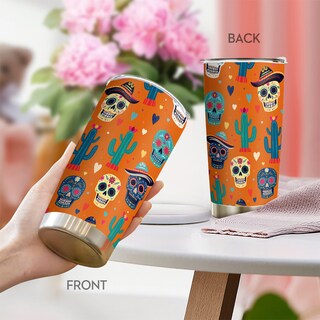Foto 1 | Foto 1 | Taza De Café Tumbler Oasisdream De 600 Ml Con Estampado De Calaveras Acero Inoxidable 18/8 - Venta Internacional.