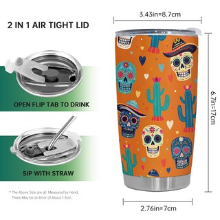 Foto 2 | Foto 2 | Taza De Café Tumbler Oasisdream De 600 Ml Con Estampado De Calaveras Acero Inoxidable 18/8 - Venta Internacional.