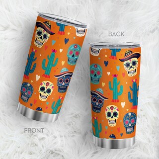 Foto 3 | Foto 3 | Taza De Café Tumbler Oasisdream De 600 Ml Con Estampado De Calaveras Acero Inoxidable 18/8 - Venta Internacional.